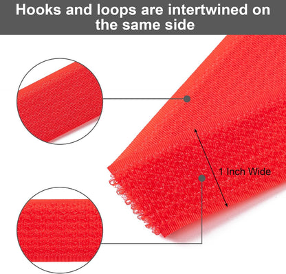 1" x32Ft Hook and Loop Straps with 50 Metal Buckles，Black