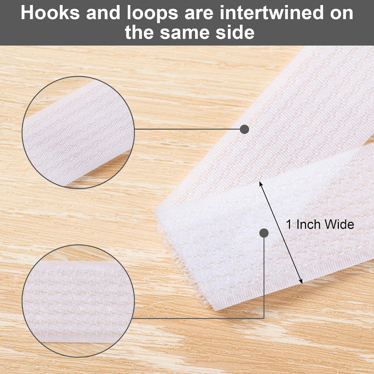 1" x32Ft Hook and Loop Straps with 50 Metal Buckles，Black