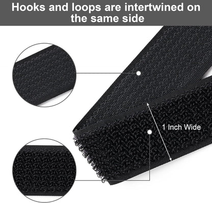 1" x32Ft Hook and Loop Straps with 50 Metal Buckles，Black