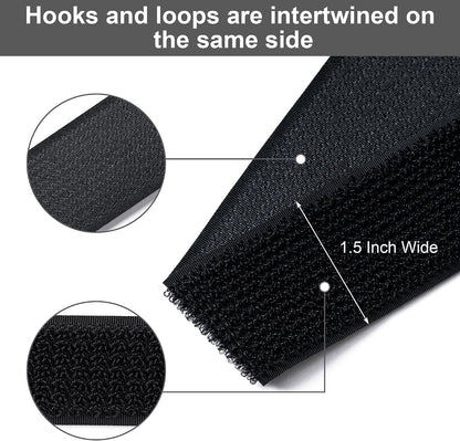 1" x32Ft Hook and Loop Straps with 50 Metal Buckles，Black