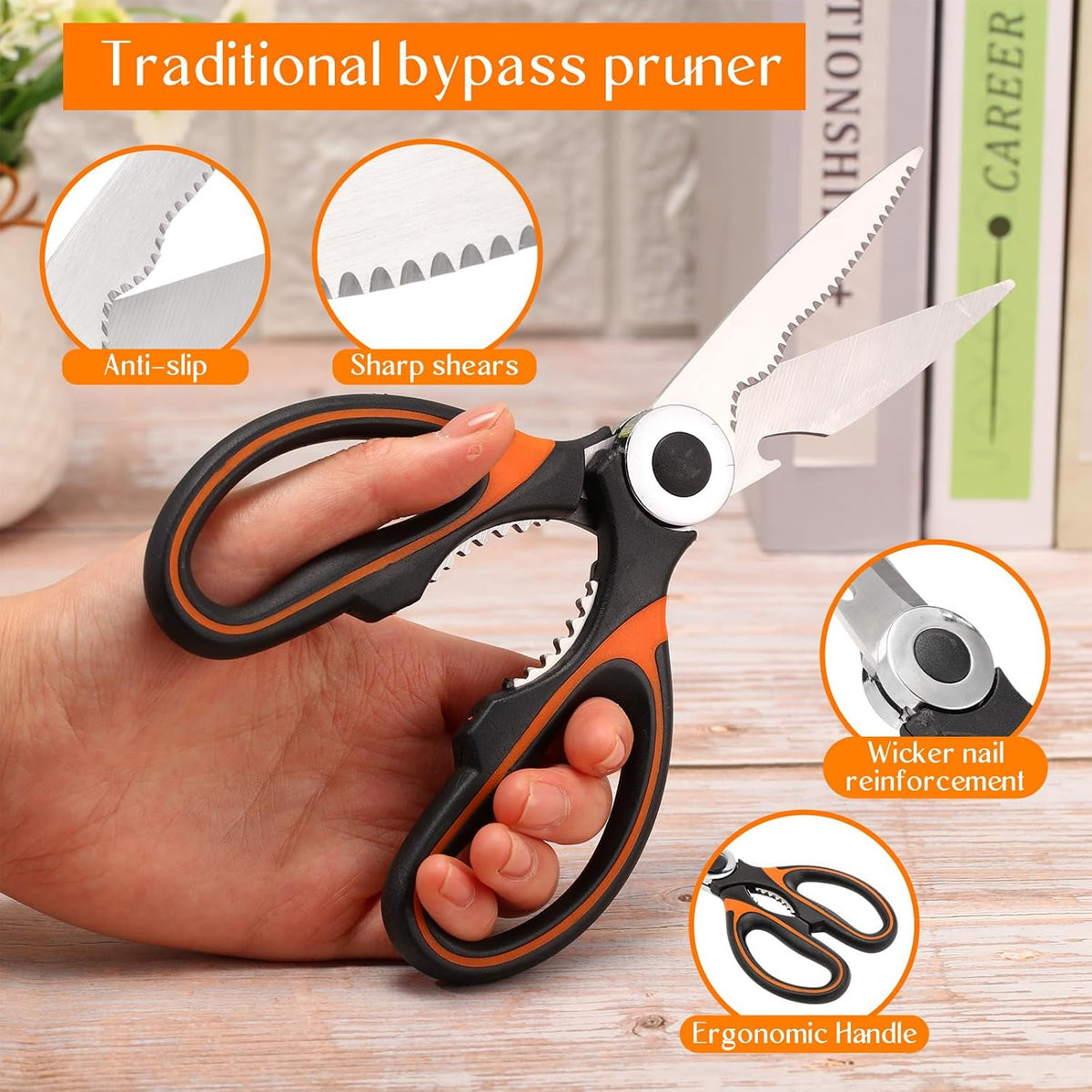 6 Pcs Garden Flower Scissors Heavy Duty Multifunctional Floral Gardening Scissors Trimming Pruning Bonsai Shears Pruners for Fresh Flowers Fruit Vegetable Plant Branch Potted Landscape