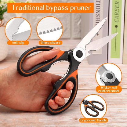6 Pcs Garden Flower Scissors Heavy Duty Multifunctional Floral Gardening Scissors Trimming Pruning Bonsai Shears Pruners for Fresh Flowers Fruit Vegetable Plant Branch Potted Landscape