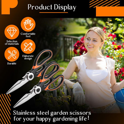 6 Pcs Garden Flower Scissors Heavy Duty Multifunctional Floral Gardening Scissors Trimming Pruning Bonsai Shears Pruners for Fresh Flowers Fruit Vegetable Plant Branch Potted Landscape