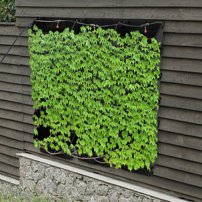 Self-Watering Wall-Mounted Planter, 18 Pots Wall Mounted Plastic Plant Grow Pot Vertical Garden Planter with Intelligent Control & Adjustable Irrigation System for Indoor Outdoor (Green, 18 Pots)