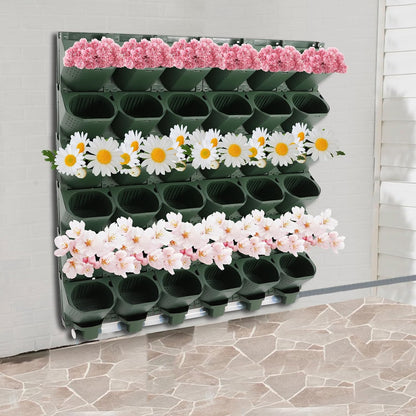 Self-Watering Wall-Mounted Planter, 18 Pots Wall Mounted Plastic Plant Grow Pot Vertical Garden Planter with Intelligent Control & Adjustable Irrigation System for Indoor Outdoor (Green, 18 Pots)