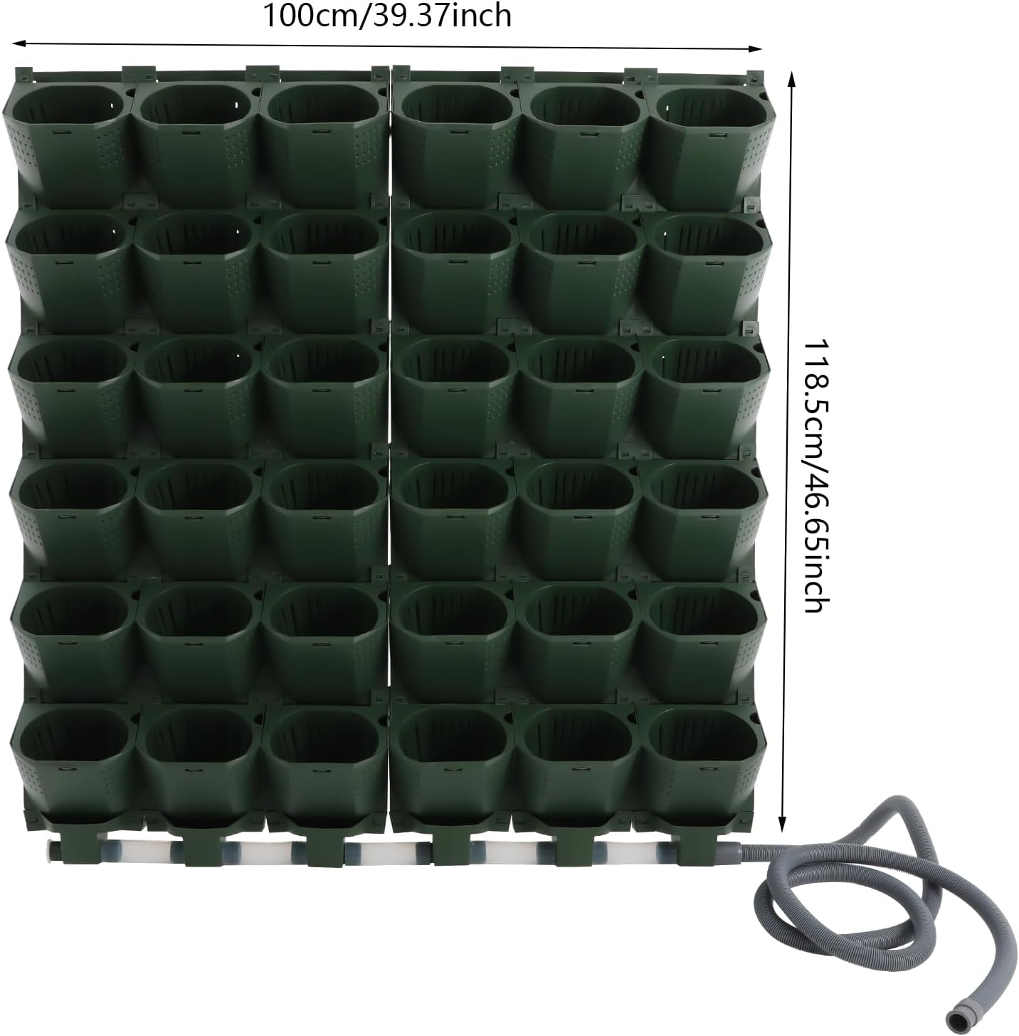 Self-Watering Wall-Mounted Planter, 18 Pots Wall Mounted Plastic Plant Grow Pot Vertical Garden Planter with Intelligent Control & Adjustable Irrigation System for Indoor Outdoor (Green, 18 Pots)