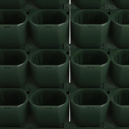 Self-Watering Wall-Mounted Planter, 18 Pots Wall Mounted Plastic Plant Grow Pot Vertical Garden Planter with Intelligent Control & Adjustable Irrigation System for Indoor Outdoor (Green, 18 Pots)