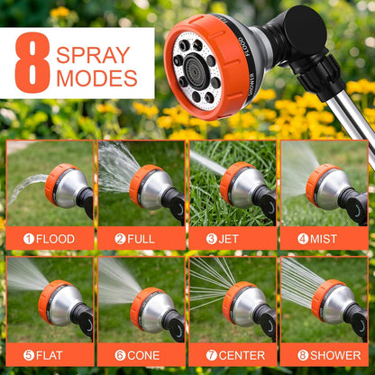 2 Pack 18.5" Metal Watering Wand, 180° Swivel Garden Hose Nozzle with 8 Spray Patterns, Water Hose Wand with Thumb Control, Heavy Duty Sprayer Nozzle for Hanging Baskets Shrubs Plants Car