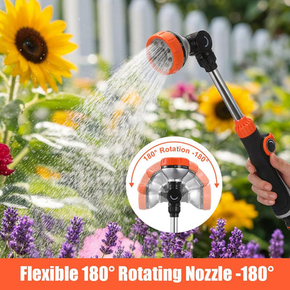 2 Pack 18.5" Metal Watering Wand, 180° Swivel Garden Hose Nozzle with 8 Spray Patterns, Water Hose Wand with Thumb Control, Heavy Duty Sprayer Nozzle for Hanging Baskets Shrubs Plants Car