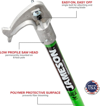 LS-Series Hollow Core Landscaping Tree Trimming Kit | 16” Barracuda Saw Blade | 18-Foot Reach | Fiberglass Poles with Leaf Spring Locking Buttons | Tree Pruning & Trimming Tool