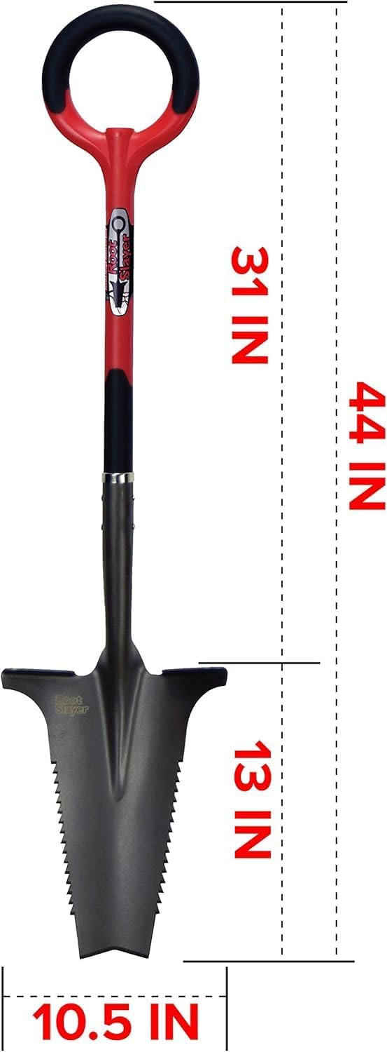 Root Slayer 22011 Garden Shovel, Serrated Blade, Red