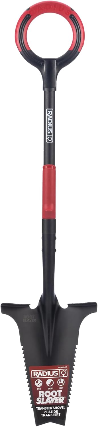 Root Slayer 22011 Garden Shovel, Serrated Blade, Red