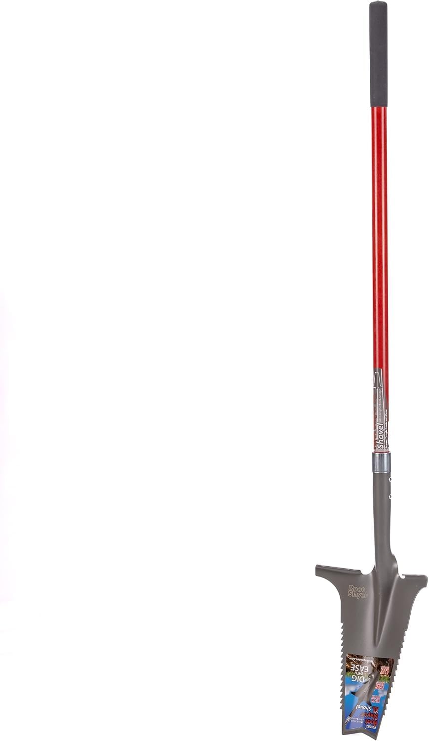Root Slayer 22011 Garden Shovel, Serrated Blade, Red