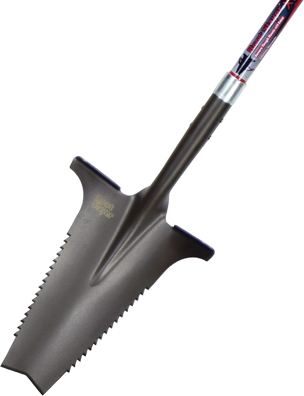Root Slayer 22011 Garden Shovel, Serrated Blade, Red