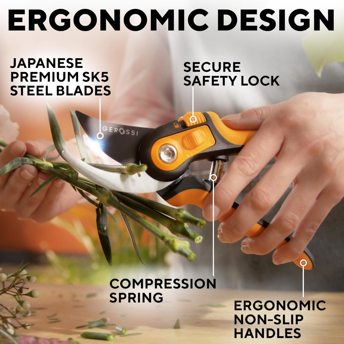 Bypass Pruning Shears and Hand Pruners for Gardening, Garden Clippers