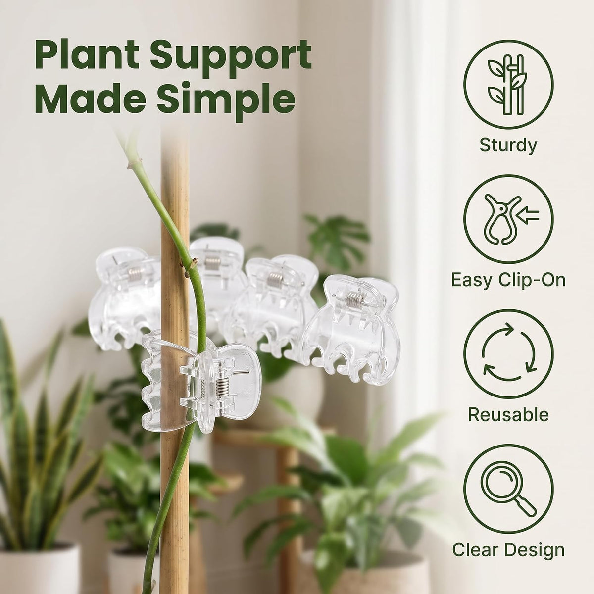 50Pcs Transparent Plant Orchid Clips,Flowers Fixer for Garden Vine Stem Plants Climbing Clasp for Support,Orchid Clips for Plants Support Garden Stakes