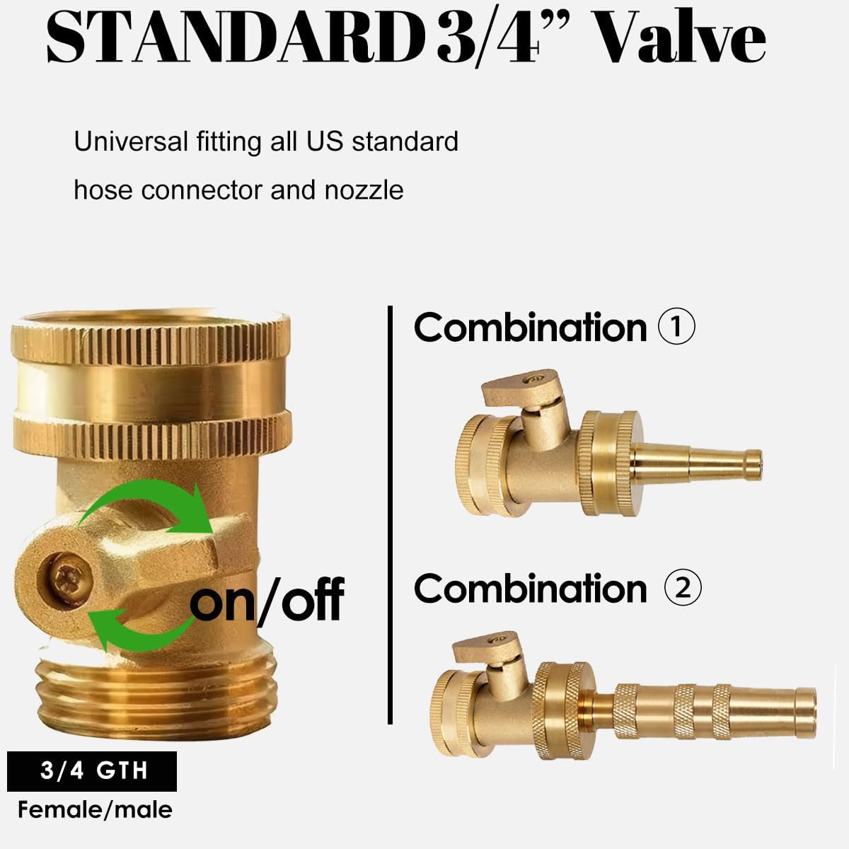 Heavy-Duty Brass Garden Hose Nozzle High Pressure 3 Pack Set with Adjustable Spray & Valve Control for Gardens, Lawns, Car Cleaning, and Patios Includes 3 Extra Anti-Leak Gaskets