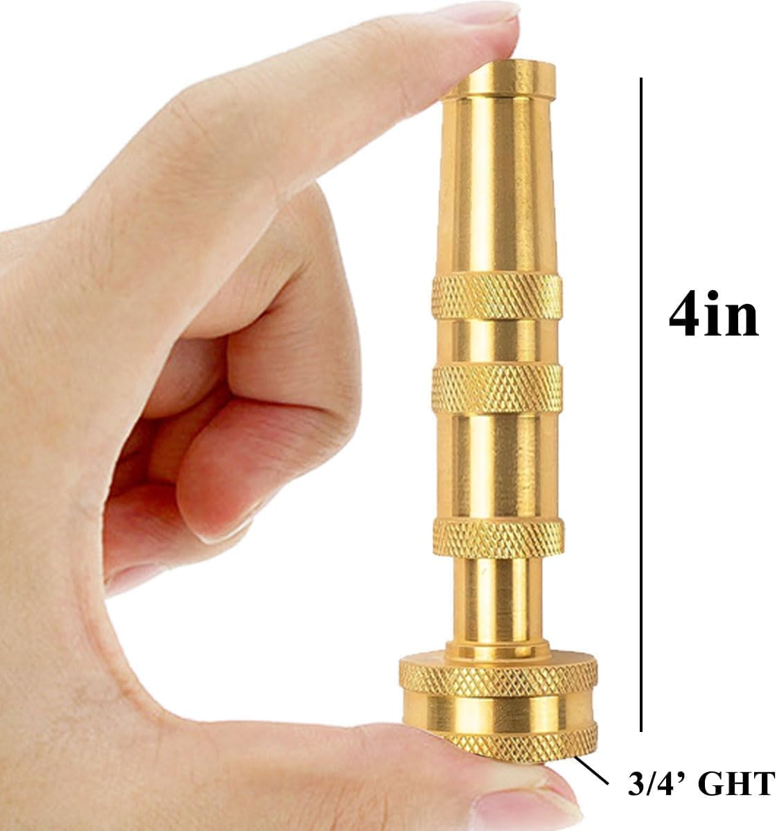 Heavy-Duty Brass Garden Hose Nozzle High Pressure 3 Pack Set with Adjustable Spray & Valve Control for Gardens, Lawns, Car Cleaning, and Patios Includes 3 Extra Anti-Leak Gaskets