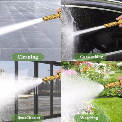 Heavy-Duty Brass Garden Hose Nozzle High Pressure 3 Pack Set with Adjustable Spray & Valve Control for Gardens, Lawns, Car Cleaning, and Patios Includes 3 Extra Anti-Leak Gaskets