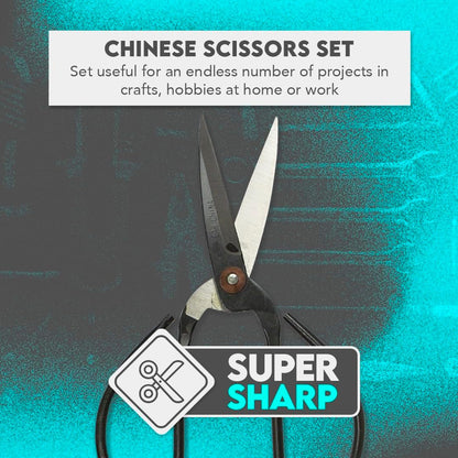 Chinese Scissors with Super Sharp Edges Suitable for Embroidery, sewing, Craft, Art Work, and Everyday Usage (8-6-4-Inch Bundle)