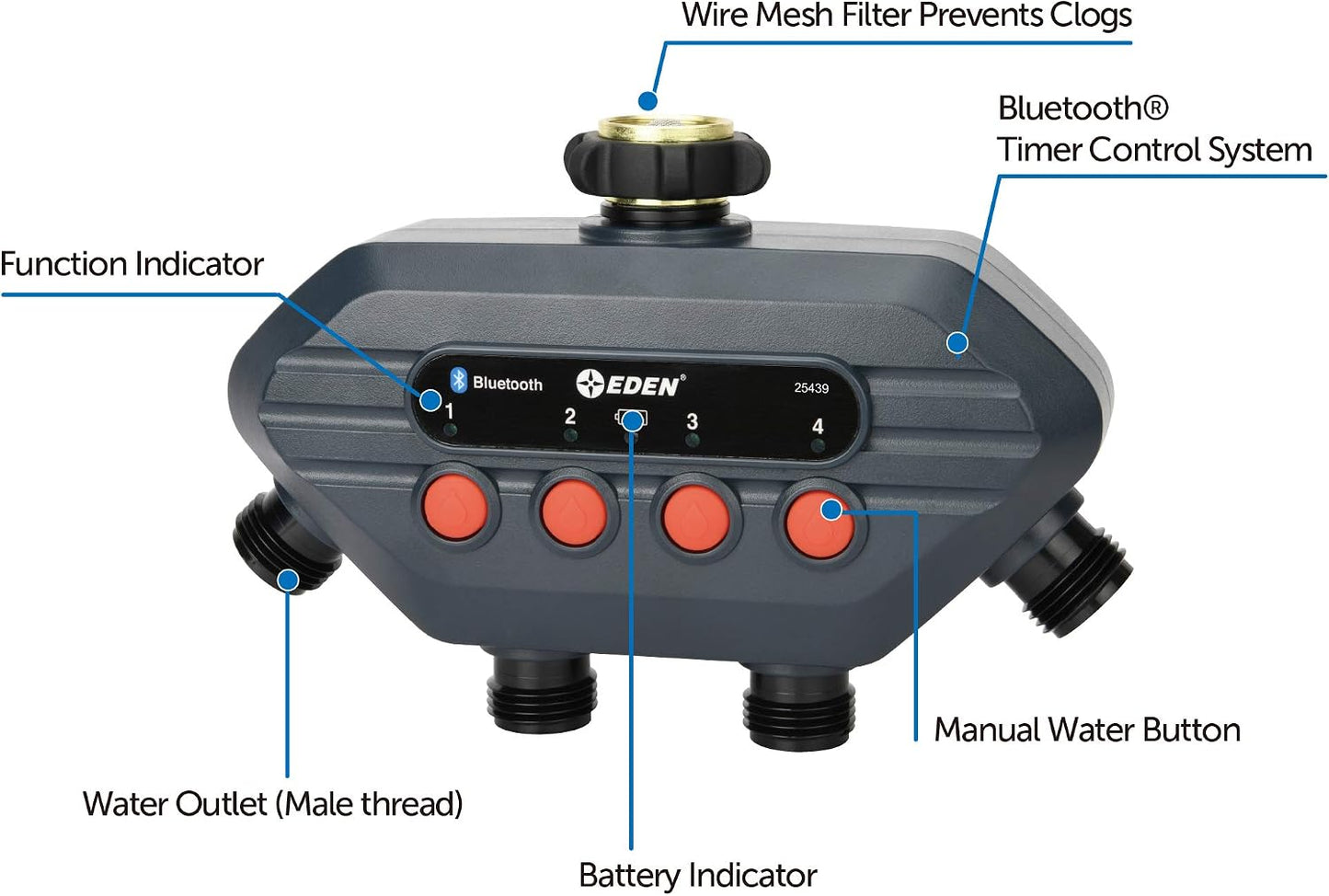 93443 4-Zone Bluetooth Water Timer |, Stainless Steel Washers