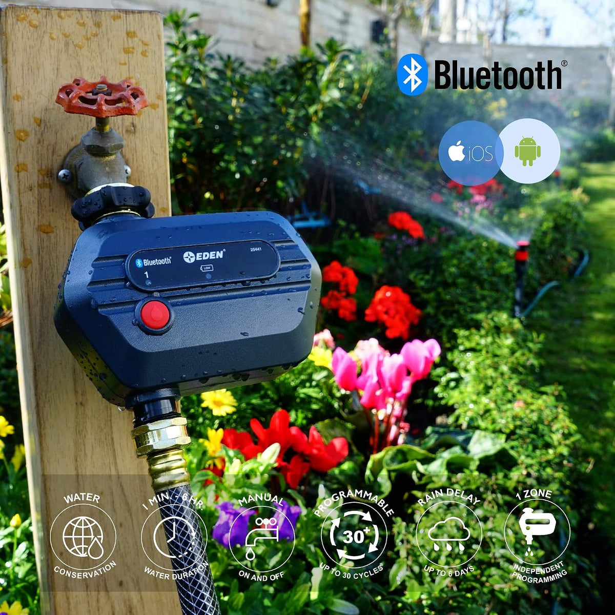 93443 4-Zone Bluetooth Water Timer |, Stainless Steel Washers