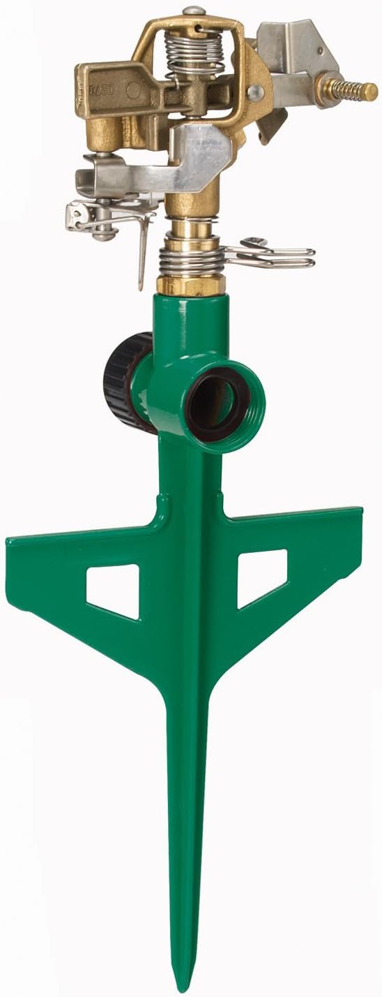 15081 Circular Base Impulse Sprinkler with a Heavy-Duty Metal Base, Red