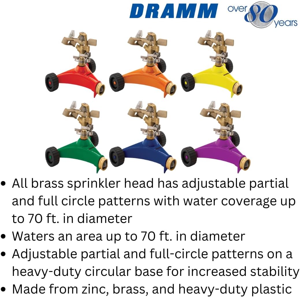 15081 Circular Base Impulse Sprinkler with a Heavy-Duty Metal Base, Red