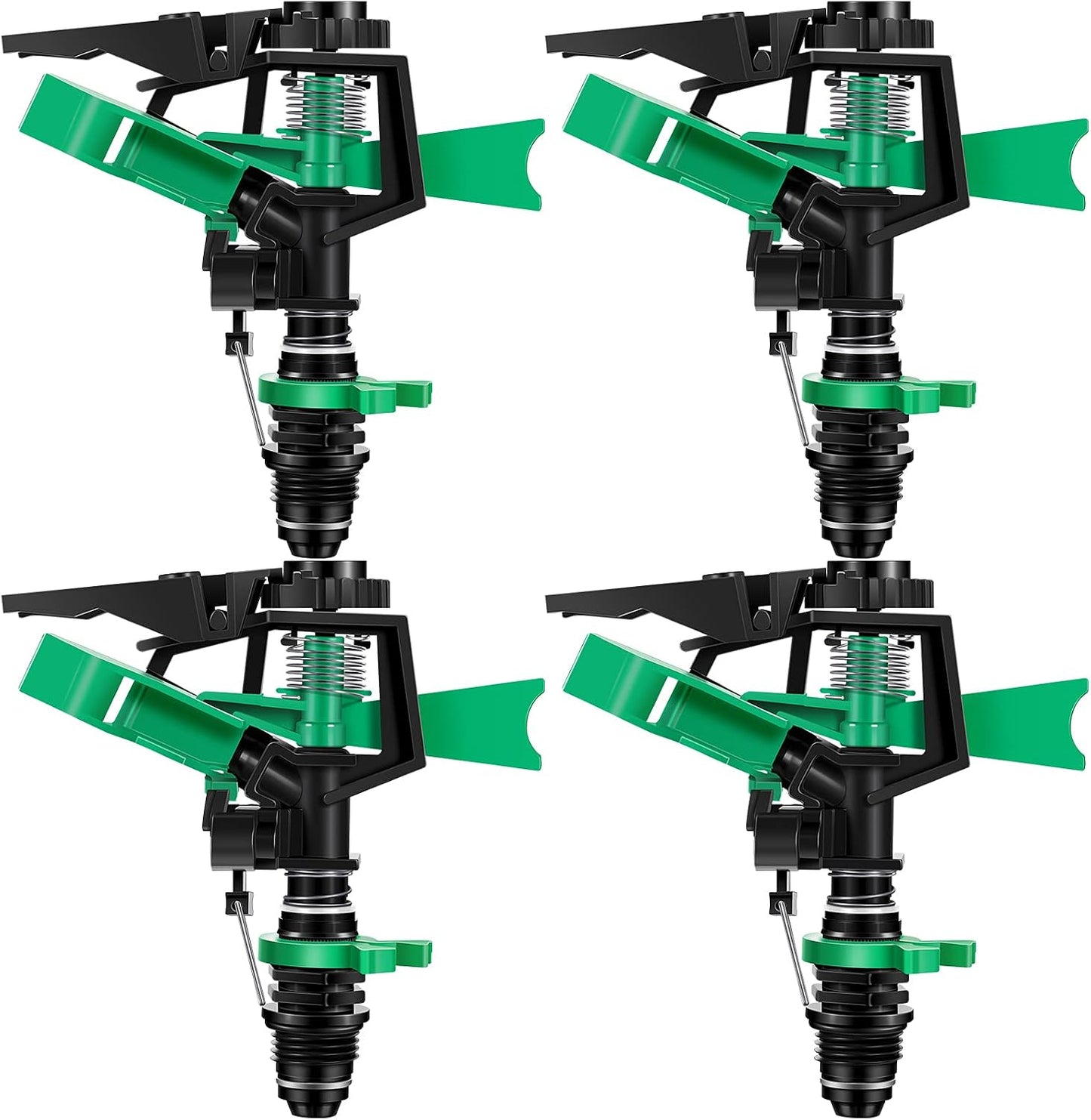 1/2 Inch Plastic Impact Sprinklers Heads Adjustable 0-360 Degree Pulsating Oscillating Watering Sprinkler Head for Garden Law Grass Yard Irrigation Supplies (4 Pieces)