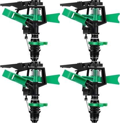 1/2 Inch Plastic Impact Sprinklers Heads Adjustable 0-360 Degree Pulsating Oscillating Watering Sprinkler Head for Garden Law Grass Yard Irrigation Supplies (4 Pieces)