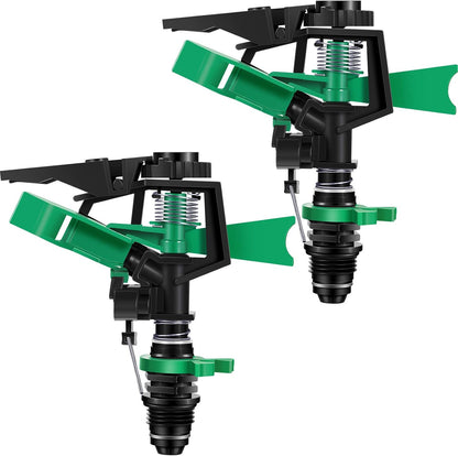 1/2 Inch Plastic Impact Sprinklers Heads Adjustable 0-360 Degree Pulsating Oscillating Watering Sprinkler Head for Garden Law Grass Yard Irrigation Supplies (4 Pieces)