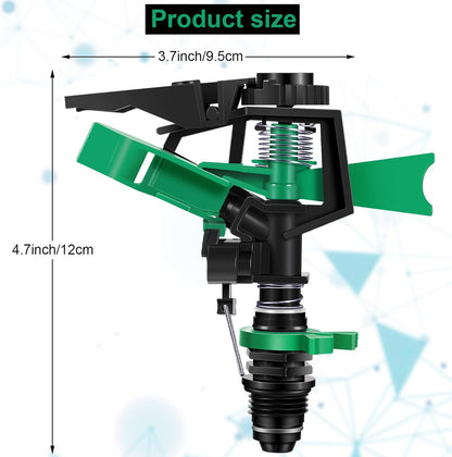 1/2 Inch Plastic Impact Sprinklers Heads Adjustable 0-360 Degree Pulsating Oscillating Watering Sprinkler Head for Garden Law Grass Yard Irrigation Supplies (4 Pieces)