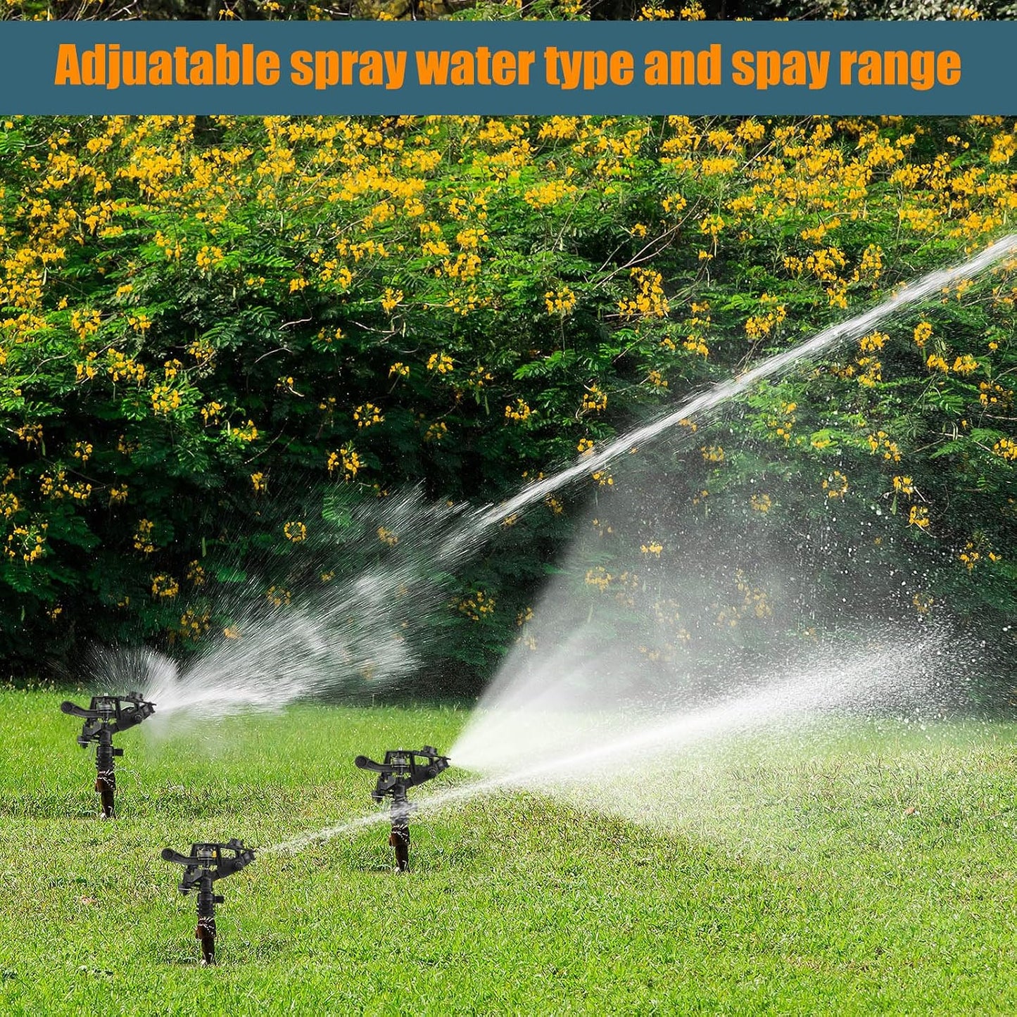 1/2 Inch Plastic Impact Sprinklers Heads Adjustable 0-360 Degree Pulsating Oscillating Watering Sprinkler Head for Garden Law Grass Yard Irrigation Supplies (4 Pieces)
