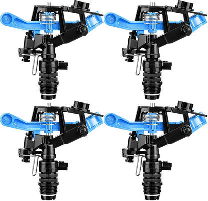 1/2 Inch Plastic Impact Sprinklers Heads Adjustable 0-360 Degree Pulsating Oscillating Watering Sprinkler Head for Garden Law Grass Yard Irrigation Supplies (4 Pieces)