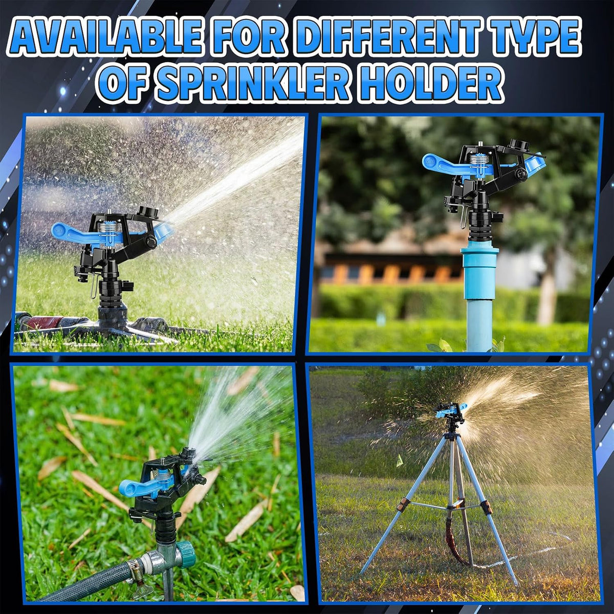 1/2 Inch Plastic Impact Sprinklers Heads Adjustable 0-360 Degree Pulsating Oscillating Watering Sprinkler Head for Garden Law Grass Yard Irrigation Supplies (4 Pieces)