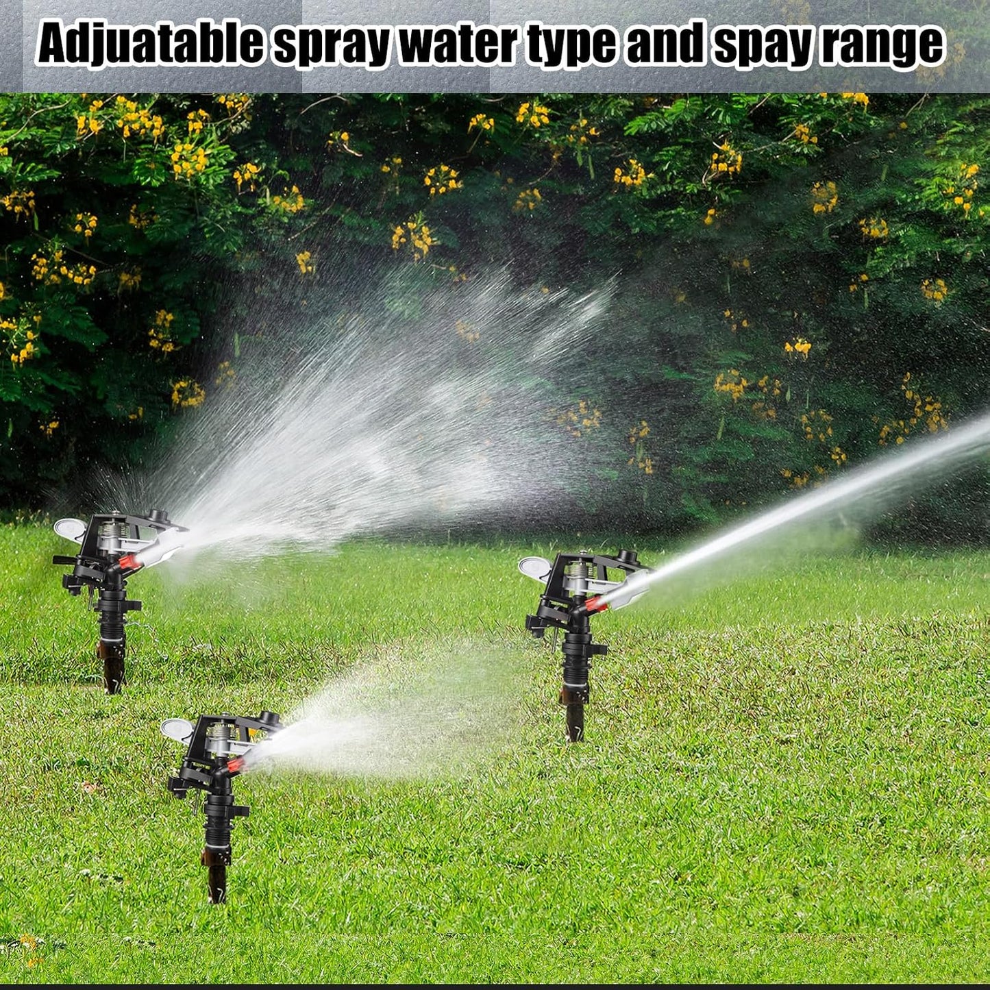 1/2 Inch Plastic Impact Sprinklers Heads Adjustable 0-360 Degree Pulsating Oscillating Watering Sprinkler Head for Garden Law Grass Yard Irrigation Supplies (4 Pieces)