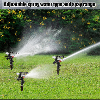 1/2 Inch Plastic Impact Sprinklers Heads Adjustable 0-360 Degree Pulsating Oscillating Watering Sprinkler Head for Garden Law Grass Yard Irrigation Supplies (4 Pieces)