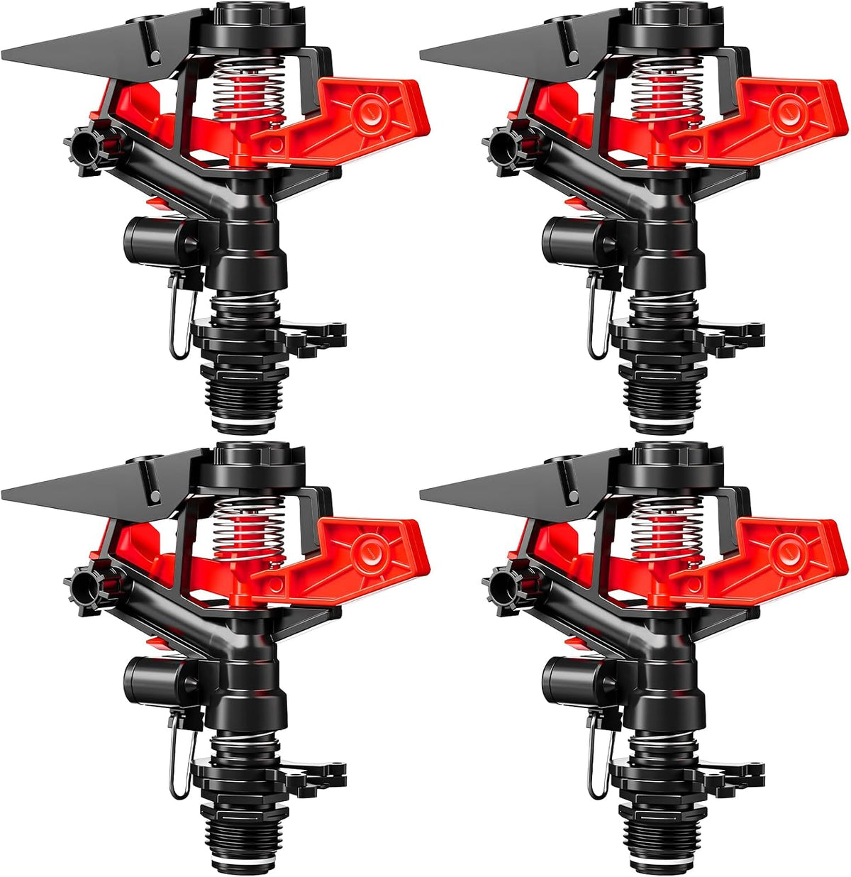 1/2 Inch Plastic Impact Sprinklers Heads Adjustable 0-360 Degree Pulsating Oscillating Watering Sprinkler Head for Garden Law Grass Yard Irrigation Supplies (4 Pieces)