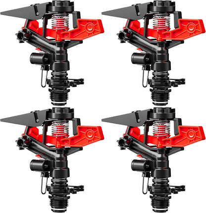 1/2 Inch Plastic Impact Sprinklers Heads Adjustable 0-360 Degree Pulsating Oscillating Watering Sprinkler Head for Garden Law Grass Yard Irrigation Supplies (4 Pieces)