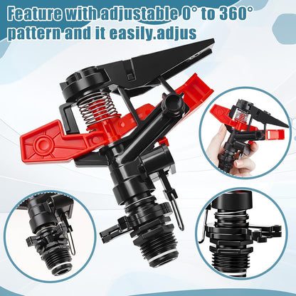 1/2 Inch Plastic Impact Sprinklers Heads Adjustable 0-360 Degree Pulsating Oscillating Watering Sprinkler Head for Garden Law Grass Yard Irrigation Supplies (4 Pieces)