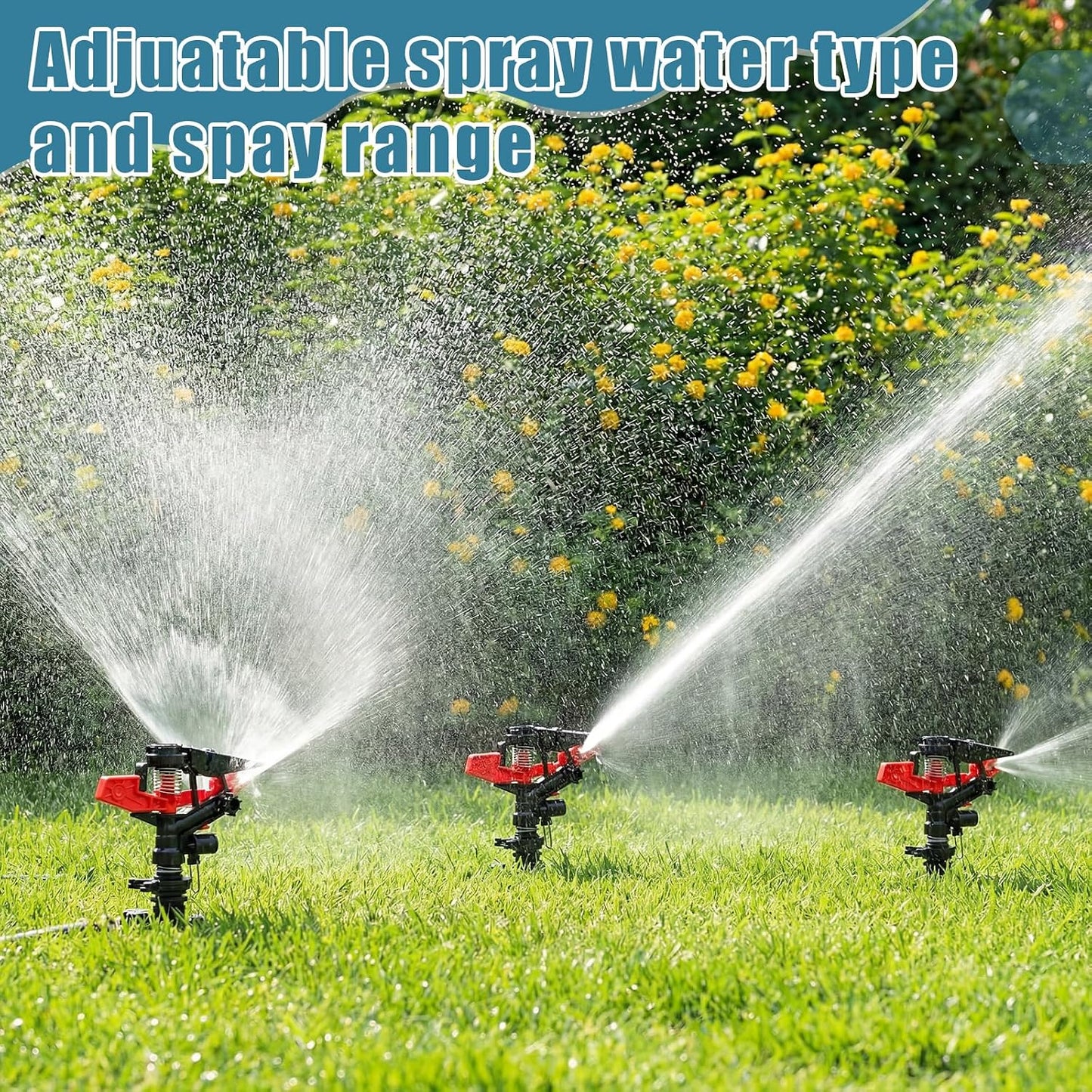 1/2 Inch Plastic Impact Sprinklers Heads Adjustable 0-360 Degree Pulsating Oscillating Watering Sprinkler Head for Garden Law Grass Yard Irrigation Supplies (4 Pieces)
