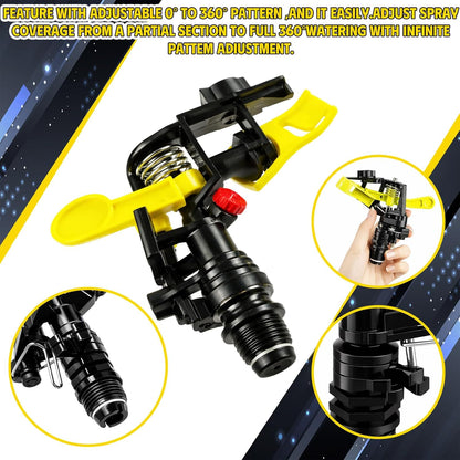 1/2 Inch Plastic Impact Sprinklers Heads Adjustable 0-360 Degree Pulsating Oscillating Watering Sprinkler Head for Garden Law Grass Yard Irrigation Supplies (4 Pieces)