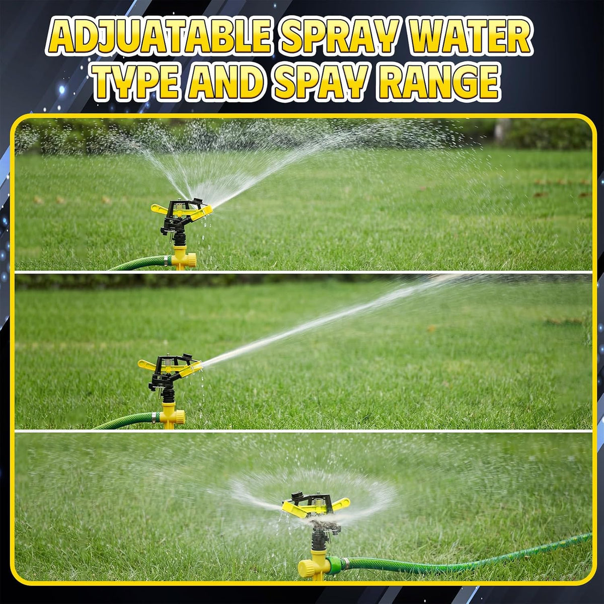 1/2 Inch Plastic Impact Sprinklers Heads Adjustable 0-360 Degree Pulsating Oscillating Watering Sprinkler Head for Garden Law Grass Yard Irrigation Supplies (4 Pieces)