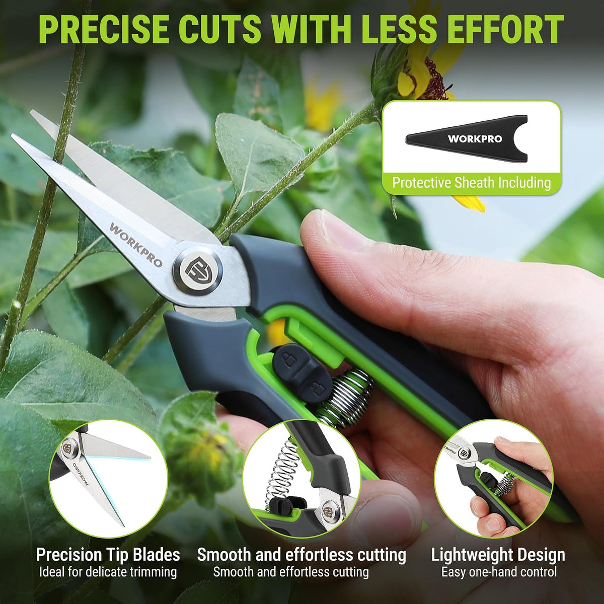2-Pack Garden Pruning Shears, 8.5" Bypass & 6.25" Straight Shears