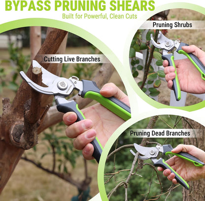 2-Pack Garden Pruning Shears, 8.5" Bypass & 6.25" Straight Shears