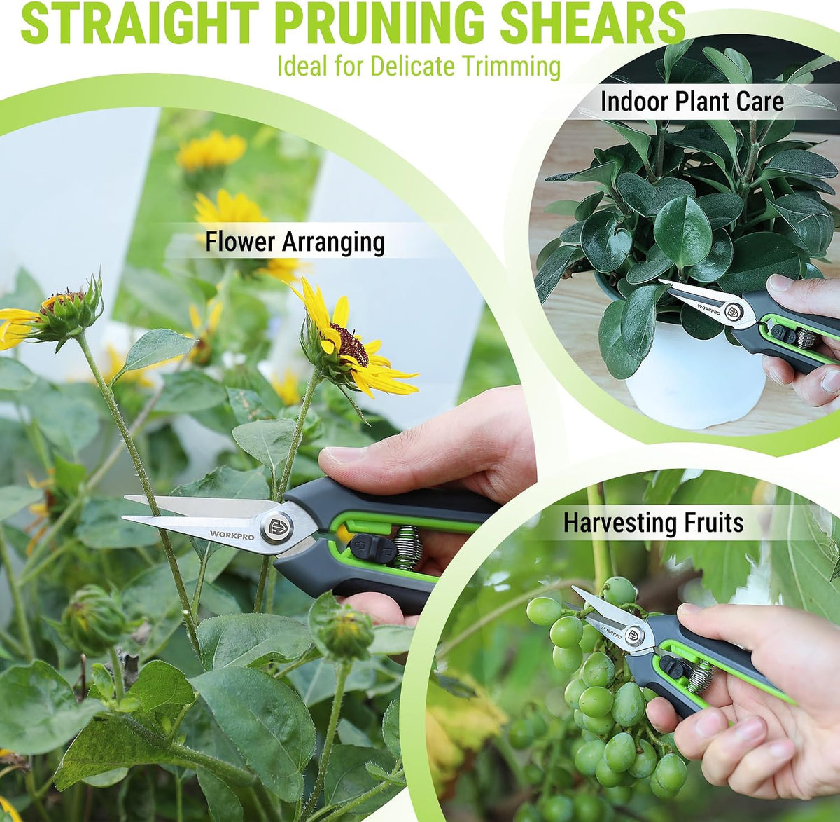 2-Pack Garden Pruning Shears, 8.5" Bypass & 6.25" Straight Shears