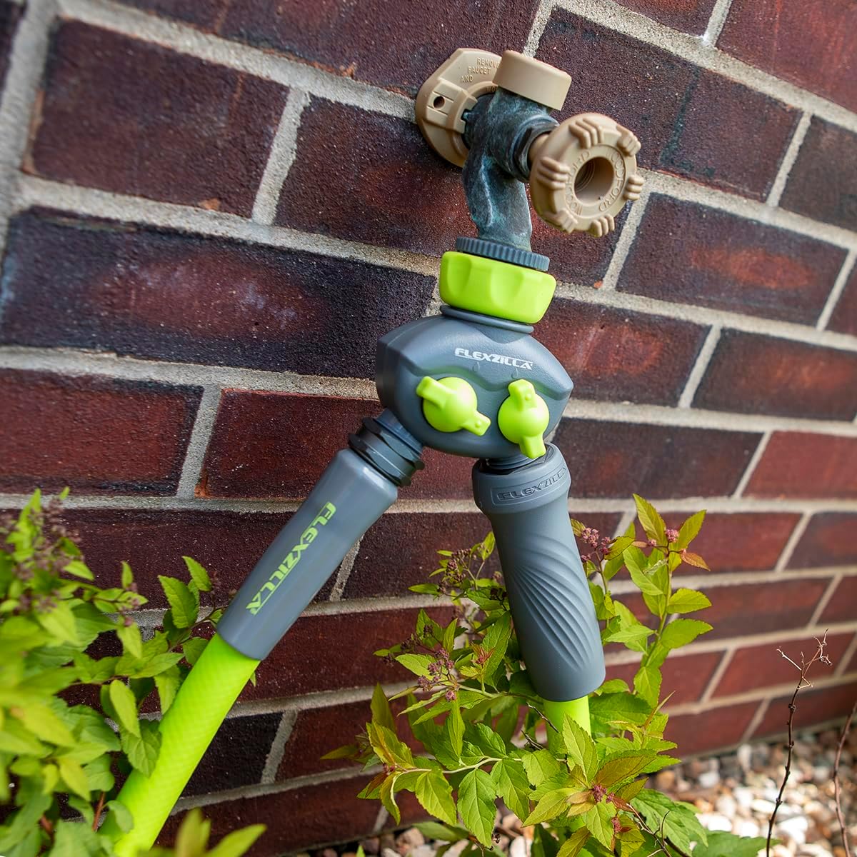 2-Way Hose Splitter, ZillaGreen/Gray - HFZGA60