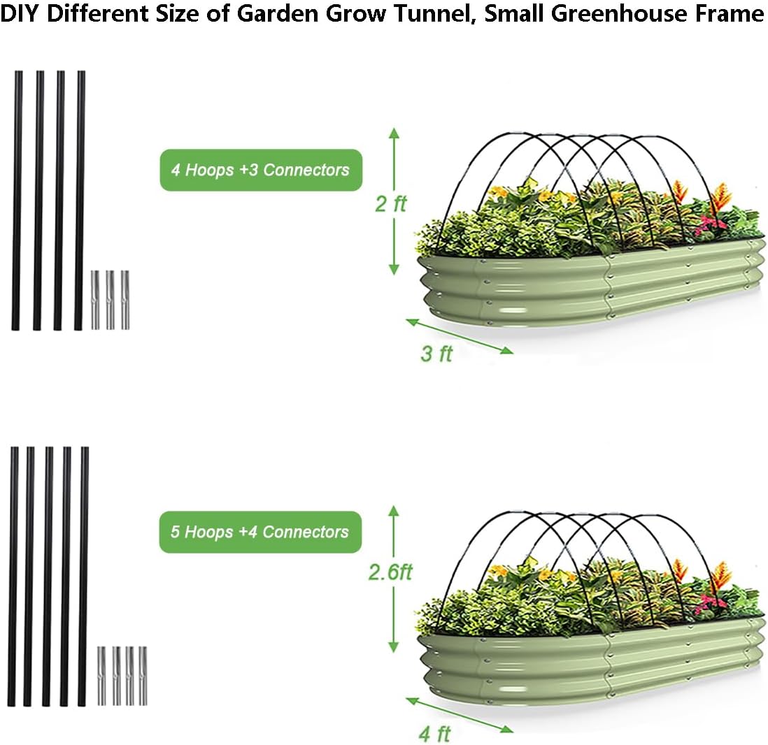 Garden Hoops Grow Tunnel, 12 Sets of 7FT Greenhouse Row Cover Hoops, 60 pcs