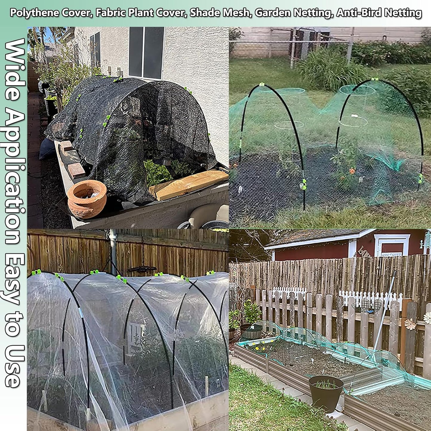Garden Hoops Grow Tunnel, 12 Sets of 7FT Greenhouse Row Cover Hoops, 60 pcs