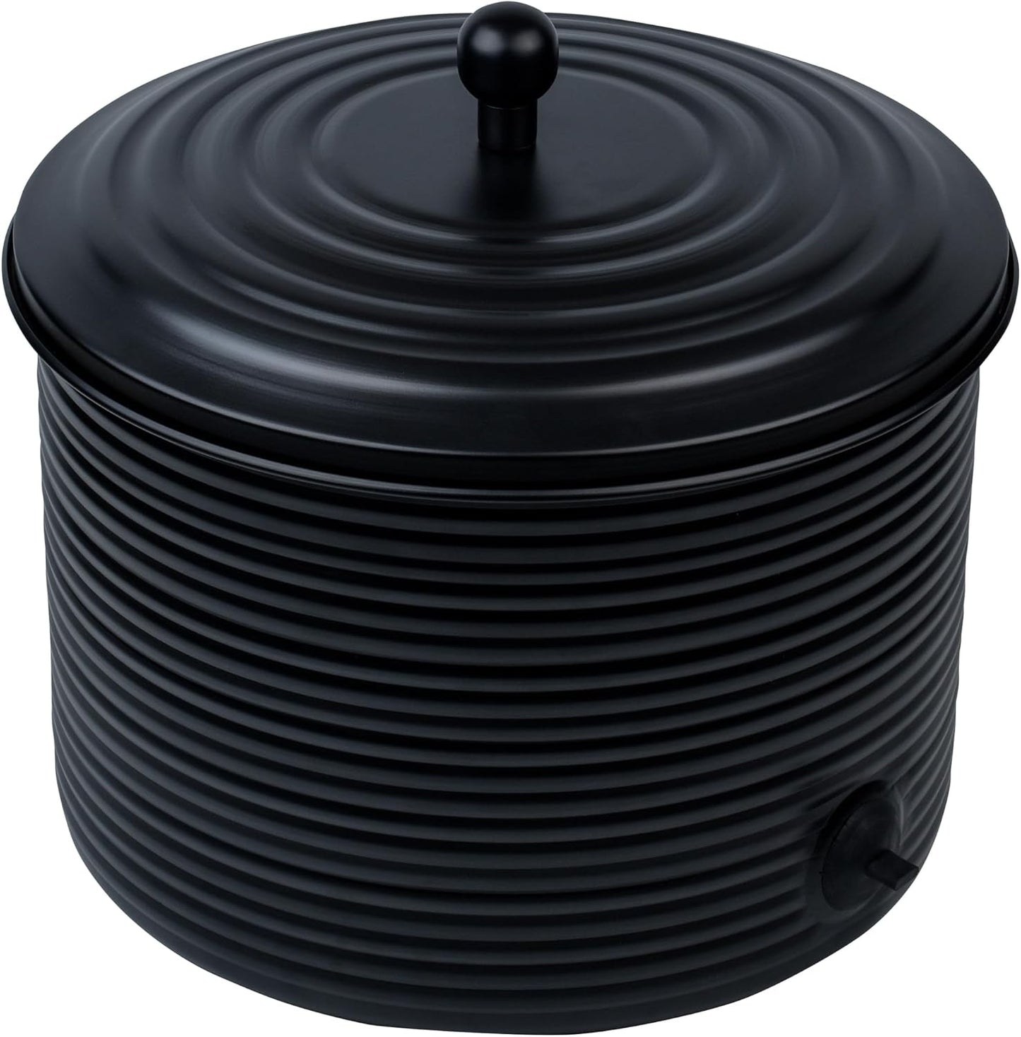 Garden Hose Holder Storage Pot with Lid Antique Ribbed | Water Hose Container Pot Outdoor or Indoor Use | Expandable Water Hose Hider Metal | Holds 125 ft Hose